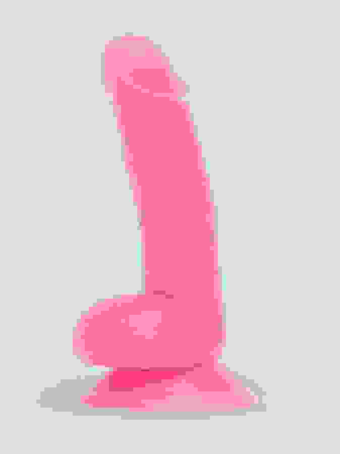 BASICS Glow In the Dark Realistic Suction Cup Dildo 6 Inch, Pink, hi-res